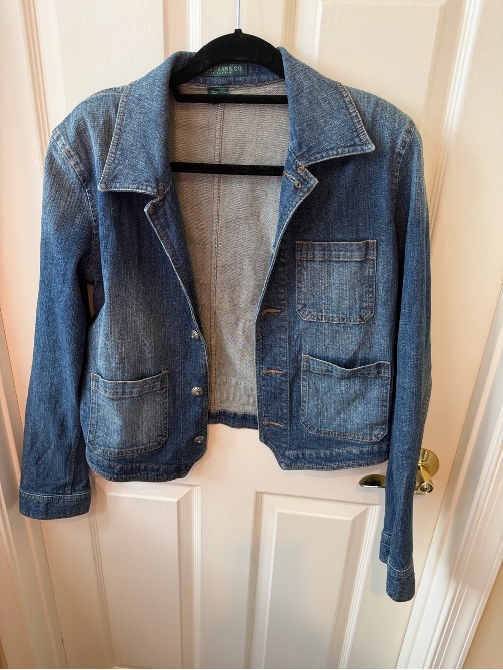 Lauren Ralph Lauren Medium Blue Denim Jacket with Patch Pockets large
